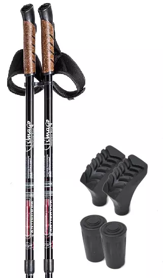 Kijki trekkingowe do chodzenia Nordic Walking z wymiennymi końcówkami, składane Timago